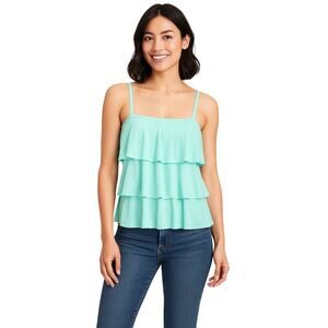GAP Women’s Aqua Blue Tiered Ruffle Tank Top Size M NWT